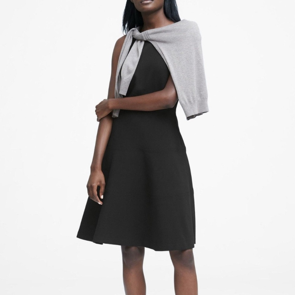 Banana Republic Racerback Stretch Black Sleeveless Midi Dress Women’s Petite